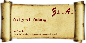 Zsigrai Adony névjegykártya
